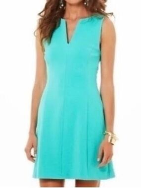 Lilly Pulitzer Teal Sleeveless V-Notch Brielle Dress